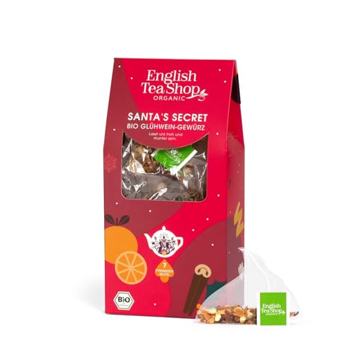 ETS - Santas Secret Organic Mulled Wine Spice | 7 Bags for Mulled Wine, Red Wine, White Wine, Juice, Buns | Compostable Pyramid Bags