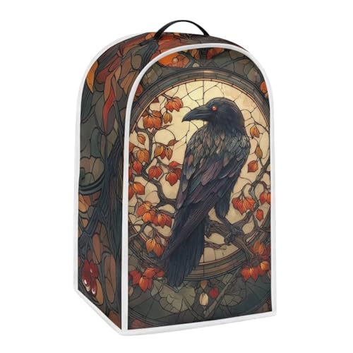 Image of Talayituse Crow Painted Glass Print Blender Dust Cover, Fingerprint Protection Cover for Stand Mixer or Coffee Machine, Home Kitchen Appliance Covers for Stain Dust Resistant Supplies