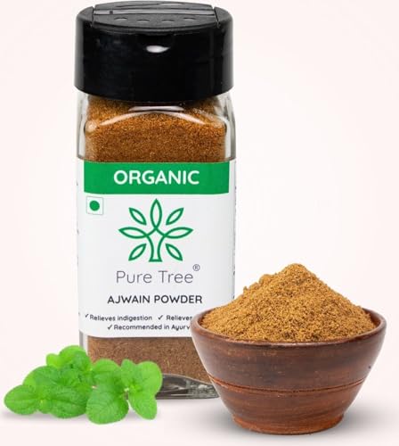 Image of Pure Tree Certified Organic Ajwain Powder | 60 g | Glass Jar | Carom Seed Powder | Ajavain | Omam Powder Gluten-Free | Vamu Seeds | Ajowan | Ayamodakam Seeds Rich In Antioxidants