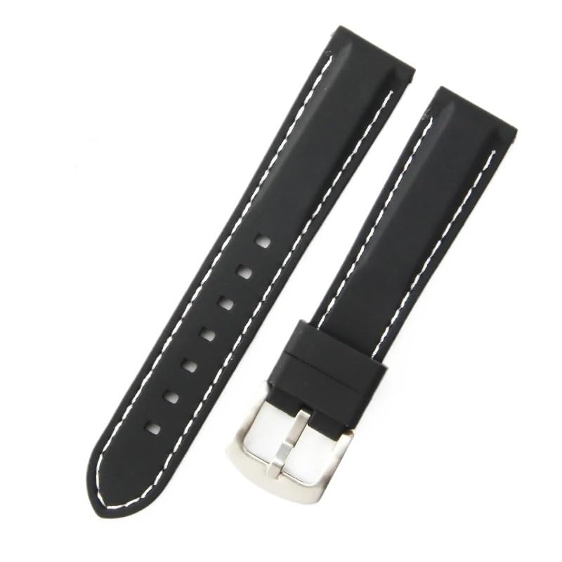 Bracelet de montre en silicone noir 18mm universel pour hommes et femmes avec boucle en acier