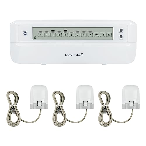 Homematic IP Smart Home Fußbodenheizungscontroller – 12-Fach, motorisch + 3x Stellantrieb – motorisch, 3,3V, intelligente Fußbodenheizung per App, Alexa und Google Assistant, Energie sparen