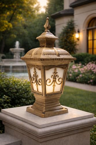 Image of Weldecor Outdoor Main Gate Pillar Light, Set of 2, Aluminium Die Cast Waterproof, LED Compatible Lamp Post for Garden Pathway, Antique Boundary Wall Lights for Home, Villa, Resort & Farm House