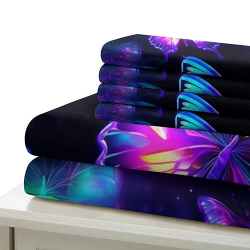 Parure de lit papillons 3D microfibre super douce haute qualité pour lit une place 135x200