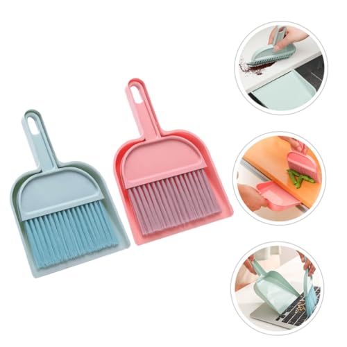 VALICLUD 2 Satz Mini Kehrschaufel und Besen Set Kompakt und Tragbar Flexibler Handfeger für Schreibtisch Büro und Auto Staubwischer Set in Blau und Einfache Reinigung und Aufbewahrung – Bild 5