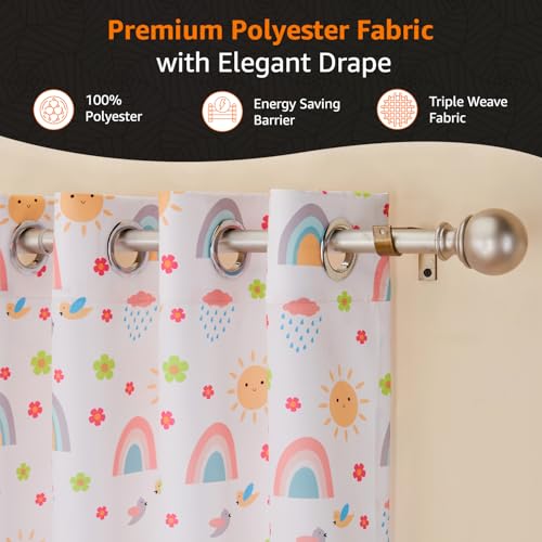 Image of Amazon Basics - Kids Room Darkening Digital Printed Window Curtains, 80-85% Room Darkening | 5 Feet |Set of 2| Digital Print | Kids Curtain |for Living Room and Bedroom | 115cmx 150cm, Design-Rainbow