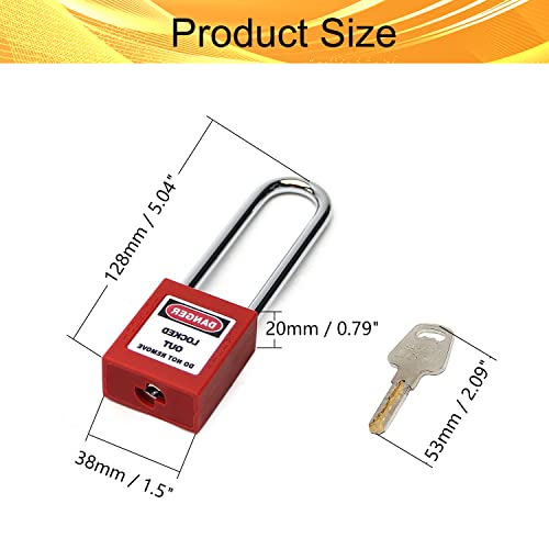 Image of Lockout Tagout Locks Safety Padlock Loto Locks Keyed Alike PA Lock Out Tag Out Steel Shackle Small Luggage Padlocks Red 6mm 2PCS