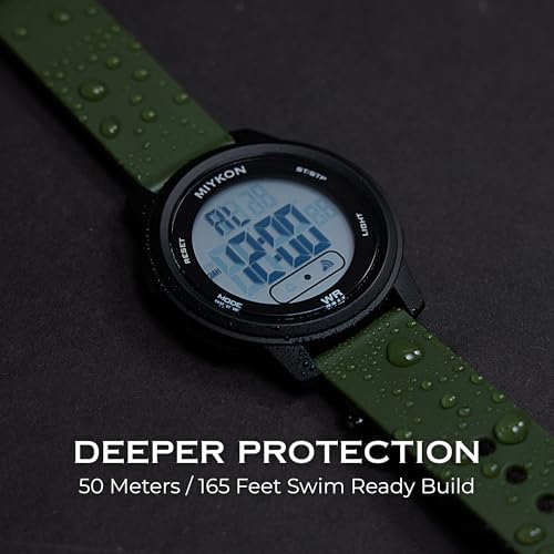 Image of Miykon Ultra-Thin Digital Watch for Men - Minimalist Waterproof Sports Watch with Large Easy to Read Display - Shockproof Resin, Super Illuminator, Stopwatch & Timer, Alarm, Dual Time, 24hr Military Time