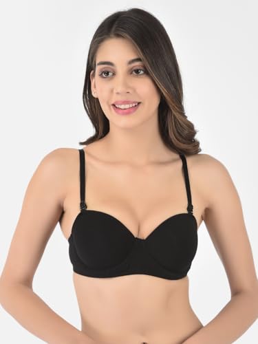 Image of Softline Women's Cotton Rich Padded Wired Demi-Cup Bra | Seamless, Breathable & Soft Fabric | Everyday Comfort & Support
