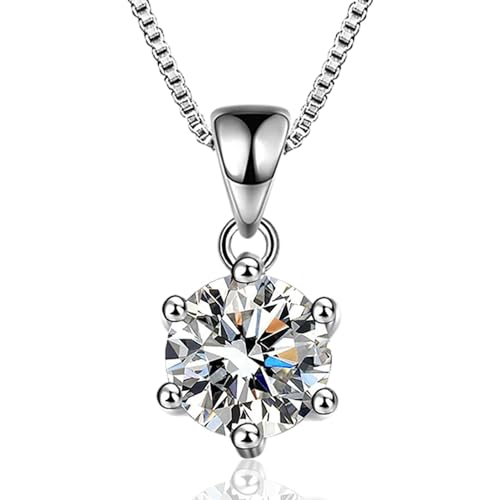2 Carat Moissanite Necklace for Women – GRA Certified Diamond Pendant, 925 Sterling Silver Round Cut VVS1/D, Elegant Jewelry Gift for Girlfriend, Anniversary, Birthday, Valentine’s, christmas