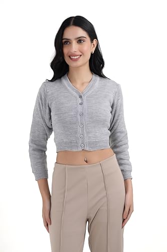 Image of Women Winter Wear V-Neck Full Sleeves Regular Fit Woollen Blouse