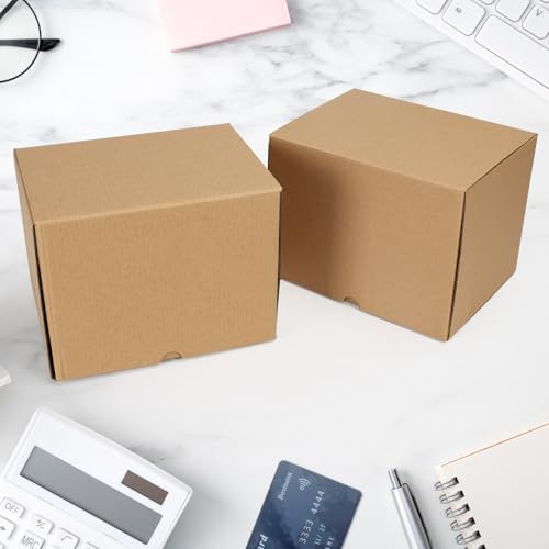 Image of HORLIMER 8x6x6 inches Shipping Boxes Set of 25, Brown Corrugated Cardboard Box Literature Mailer