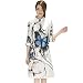 Itopfox Women 3/4 Sleeve Print Chinese Collar Qipao Cheongsam Midi Dress