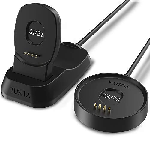[2-Pack] TUSITA Charger for Ticwatch E2 S2 - USB Charging Cable + Charging Cradle Dock 100cm - Smartwatch Accessories