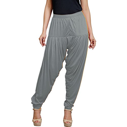 Women's Cotton Spandex Patiala Pants – Stretchable Ethnic Bottom Wear with Pleats for Casual & Traditional Outfits (Grey)