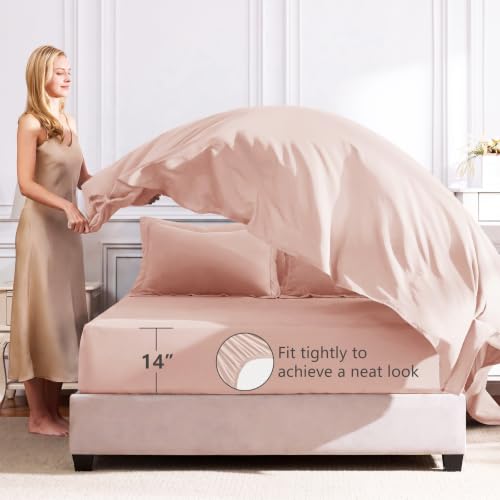Image of CozyLux Queen Comforter Set Blush Pink - Bed in a Bag Queen Size 7 Pieces, Luxury Soft Bed Set for All Seasons, Bedding Set with Down Alternative Comforter, Sheets, Pillowcases & Shams