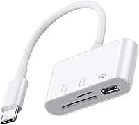Adaptador USB Tipo C 3 em 1 para Leitor de Cartão SD TF Micro SD e Porta USB 3.0 – Compatível com Windows, Android, Ios, Celular, Transferência Rápida e Multidispositivo