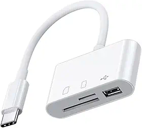 Adaptador USB Tipo C 3 em 1 para Leitor de Cartão SD TF Micro SD e Porta USB 3.0 – Compatível com Windows, Android, Ios, Celular, Transferência Rápida e Multidispositivo