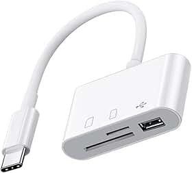 Adaptador USB Tipo C 3 em 1 para Leitor de Cartão SD TF Micro SD e Porta USB 3.0 – Compatível com Windows, Android, Ios, Celular, Transferência Rápida e Multidispositivo