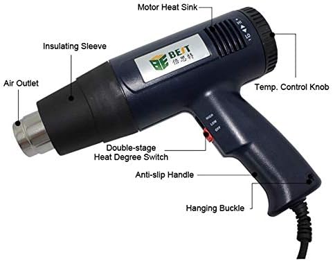 Soldering BST-3A 1600W Handhold Hot Air Heat Gun Temperature Adjustable Hot Air Anti-slip Handle Blowing knob adjustable thermostat - (Power: 110V)