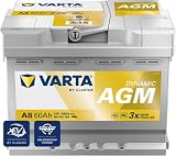 VARTA Automotive DYNAMIC AGM (A8) 12V 60Ah 680A - Batteria auto al piombo-acido per sistemi start-stop e xEV - Batteria di avviamento per fabbisogno energetico più elevato - senza manutenzione
