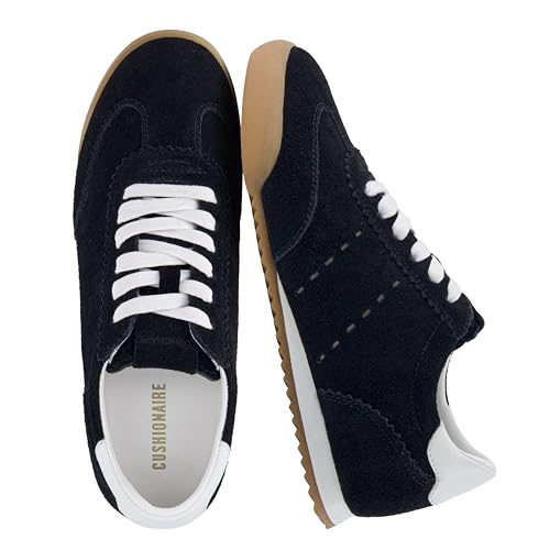 Image of CUSHIONAIRE Topcat Genuine Leather Suede Sneakers for Women, Lightweight Everyday Casual Womens Shoes with Retro Style and Cushioned Comfort