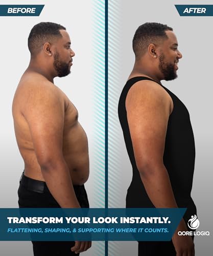 QORE LOGIQ Gynecomastia Compression Shirts for Men - Sleeveless Slimming Undershirts Tummy Control and Body Shaper Tank Top2