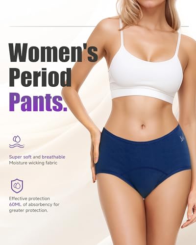 Image of TANSTC Period Underwear for Women Heavy Flow | Leakproof Menstrual Panties Postpartum, Cotton Soft Breathable Briefs 3 Pack