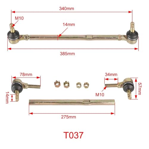 Rotule de direction M10 compatible quad chinois et biellette vélo 310 mm