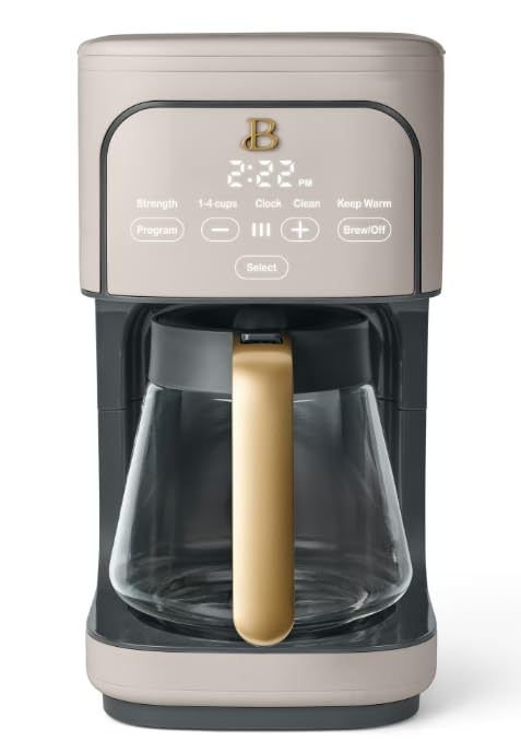 Beauti Coffee Maker 12 cup Programmable, Brewing Versatility, Advanced Programming, 1200 W, Keep Warm mode (Porcini Taupe)