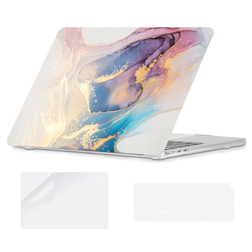 YOPAS Cover per MacBook Air 13 M4 M3 M2 A3240 A3113 A2681 2025 2024 2022, Plastica Custodia per Macbook Air 13,6 pollici & Tastiera Cover & Protezione Schermo, Marmo B
