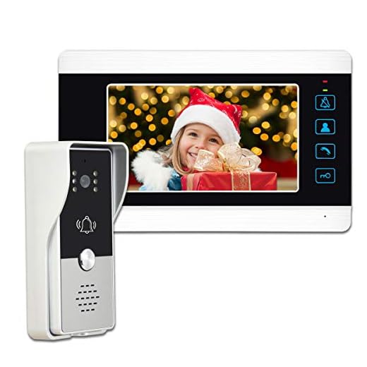 AMOCAM Video Doorbell Camera Intercom System, 7 Inches Aluminum Alloy Panel Monitor Wired Video Door Phone Kits, Support Unlock, Monitoring, Dual-Way Intercom for Villa Office Apartment and More