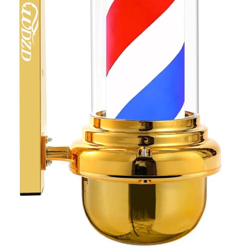 WDZD 35\'\' Barber Pole Light, Golden Rotating Hair Salon Open Sign, Wall Mount, Save Energy - Thumbnail 5