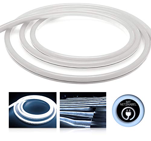 LED Universum 1 Meter Pro230 NeonFlex LED Streifen kaltweiß mit Netzanschlusskabel, IP65, 230 V, 9 W/m, 280 lm/m, für Innen- und Außenbereich