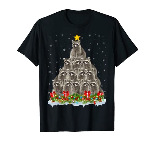 Raccoon Lover Xmas Tree Santa Christmas Raccoon T-Shirt