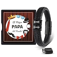 BOCHOI Pulsera de Hombre Para Papá,Regalo Para Héroes,Regalos Original Para el Día del Padre,Ideas de Acero Inoxidable Negro Padre Joyas
