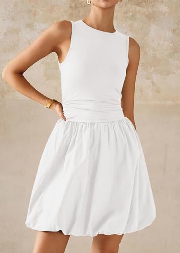 Image of KIRUNDO Summer Dresses for Women 2026 Cute Mini Sleeveless Bubble Dress