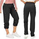 yeyity Wanderhose Damen Leichter Quick Dry Outdoorhose Atmungsaktiv Cargohose UV-Schutz Trekkinghose Funktionshose Jogginghose(6608,Black,L)