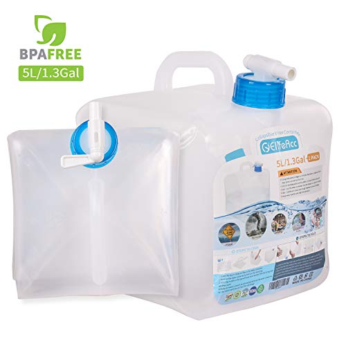 ElifeAcc Recipiente de Agua Plegable Libre de BPA con Espiga, Almacenamiento de Agua para Acampar Jarra portadora para emergencias para Caminatas al Aire Libre, Cantina SGS portátil Plegable (5L)