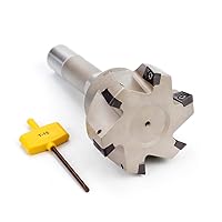 Vista 5 de OSCARBIDE Indexable End Mill,Nickel Plated, R8 Shank, 3" Cutting Dia, 6-1/4" Length, 90°, 6 Flutes, 6pcs APKT1604 Carbide Inserts