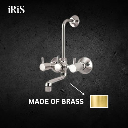 Image of iRiS 2 in 1 Brass Wall Mixer with Provision for Overhead Shower and 125 mm Long Bend Pipe -Visible Hot /Cold