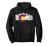 Colorado Flag Mountains - Gráfico de Estilo Vintage Envejecido Sudadera con Capucha