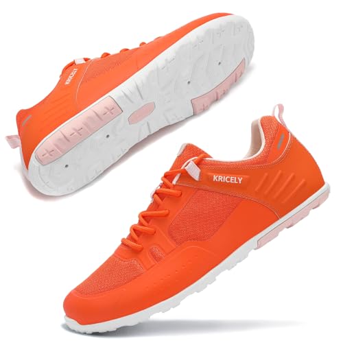 Mens Water Shoes Barefoot Grounded Footwear Wide Toe Trail Running Shoes Men Quick-Dry Zero-Drop Minimalist Shoe for Beach Swim Hiking Gym Workout Sneakers Orange Size 12