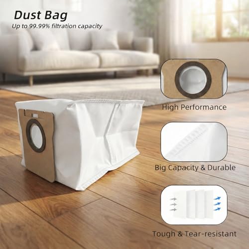 Replacement Parts Compatible for Dreame L10s Ultra / L10 Ultra Accessories Kit, 1 Main Roller Brush, 4 Washable HEPA Filters, 4 Durable Mop Pads, 2 Dust Bags, 4 Side Brushes and 1 Cleaning Brush