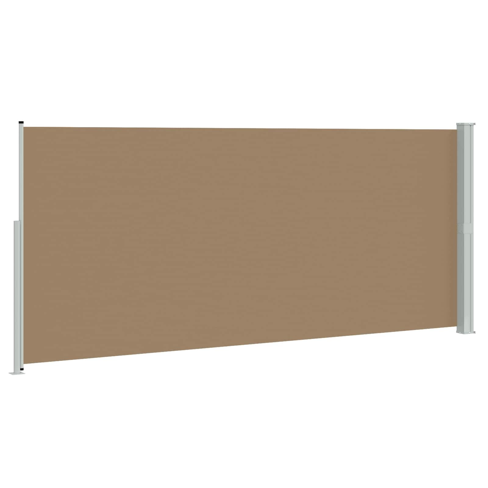 Markiza boczna w kolorze taupe, 600 x 200 cm, poliester, stal, zwijana | Odporna na promieniowanie UV, wodoodporna, automatycznie zwijana, w zestawie zestaw montażowy