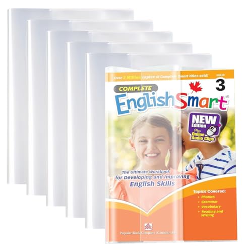 WeddHuis 6 Cubiertas para Libros Escolares A4 Transparentes Ajustables, Set de 6 Fundas de 30 x 21 cm, Reutilizables y Protectores de Libros