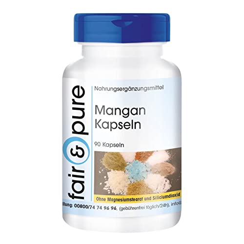 Mangan Kapseln - 4mg als Mangangluconat - gut resorbierbar durch Gluconatform - vegan - ohne Magnesiumstearat - 90 Kapseln Cover