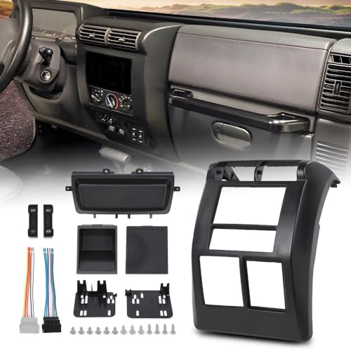 PIT66 Double Din Dash Bezel Cover Fit Jeep Wrangler TJ 1997-2002