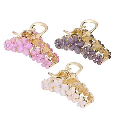 Pinces à cheveux fleurs alliage pour femmes accessoires cheveux épais lot de 3 pièces