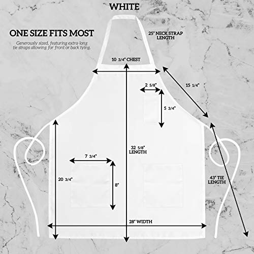 Image of GREEN LIFESTYLE 12 Pack Chef Apron with Pockets - Grilling Aprons for Men, Waterproof Cooking Apron for BBQ, Work or Restaurant Use, Kitchen Aprons for Women with Pockets - White