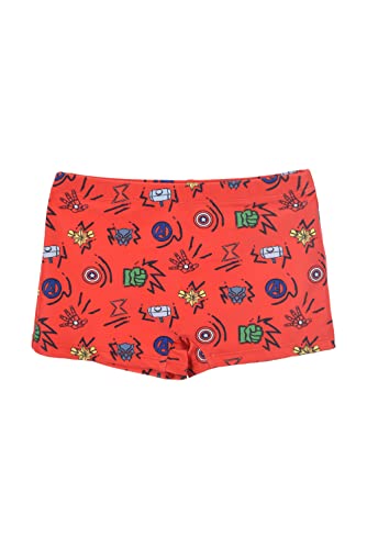 Marvel Avengers Bañador Niño, Bañador Natación Infantil, Shorts de Baño Thor Pantera Negra Iron Man y Hulk, Secado Rápido, Talla 4 Años, Rojo